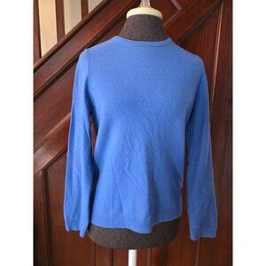 L.L. Bean Womens Petite Medium Blue 100% Cashmere Sweater